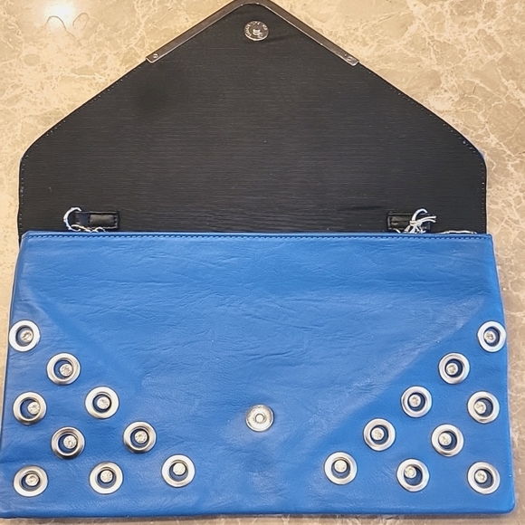 Bebe Cobalt Blue/Silver Rhinestoned Crossbody/Clutch - Picture 5 of 16